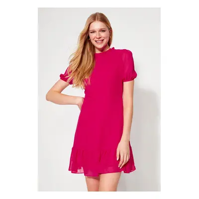 Trendyol Fuchsia A-Cut Flounce Chiffon Lined Woven Woven Dress