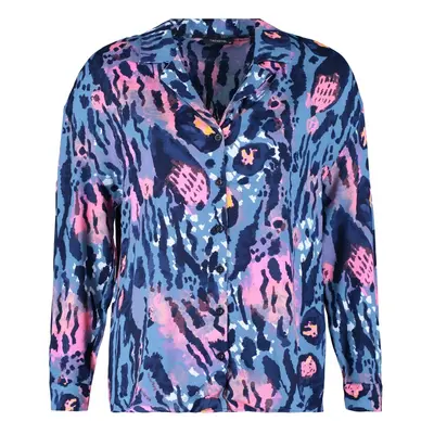 Trendyol Curve Blue Animal Patterned Viscose Woven Shirt