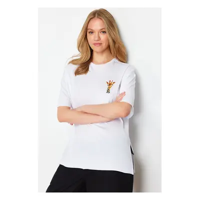 Trendyol White 100% Cotton Oversize/Wide Fit Pocket Detailed Knitted T-Shirt