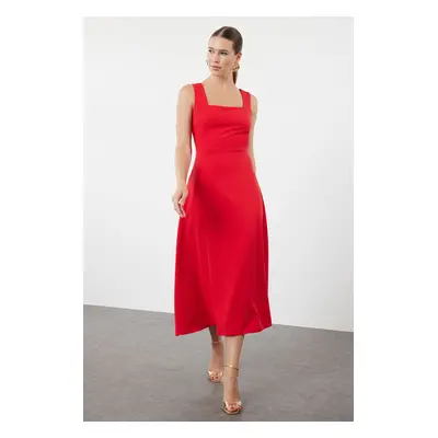 Trendyol Red A-Cut Woven Elegant Evening Dress