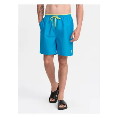 Ombre Men's swim shorts with two-tone welt - blue