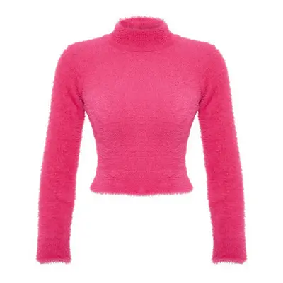 Trendyol Fuchsia Beard/Fuzzy Yarn Knitwear Sweater