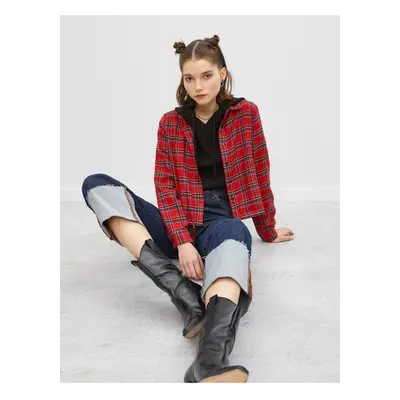 Koton Checkered Tie Waist Crop Shirt