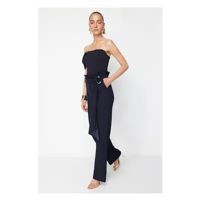 Trendyol X Zeynep Tosun Navy Blue Knitted Accessory Detailed Trousers