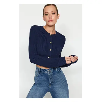 Trendyol Navy Blue Super Crop kötöttáru Cardigan