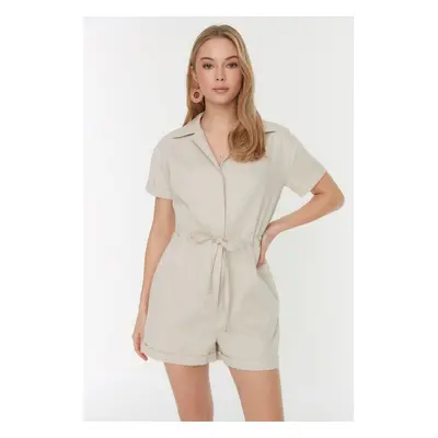 Trendyol Gabardine Super Mini Woven Jumpsuit with Stone Lacing Detail