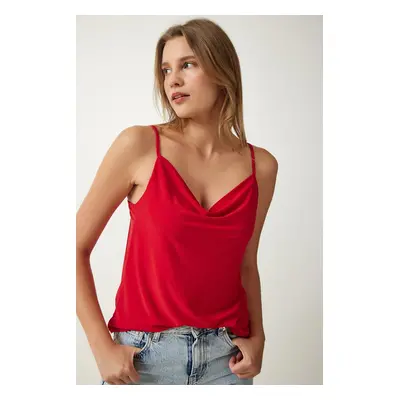 Happiness İstanbul Women's Red Strapless Collar Sandy Knitted Blouse