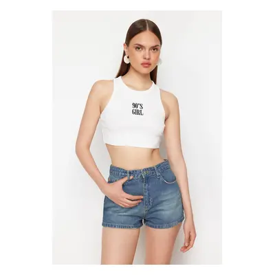 Trendyol Blue High Waist Denim Shorts