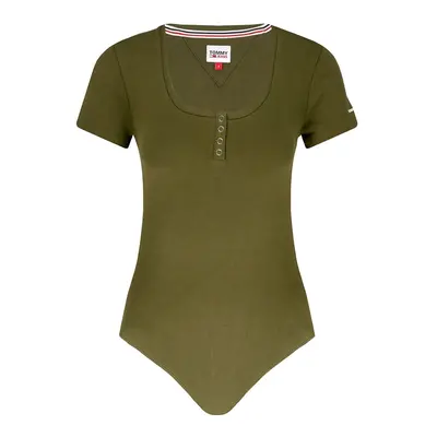 Tommy Jeans Bodysuit - TJW RIB HENLEY BODYSUIT green