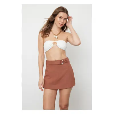 Trendyol Brown Mini Woven Linen Blend Skirt