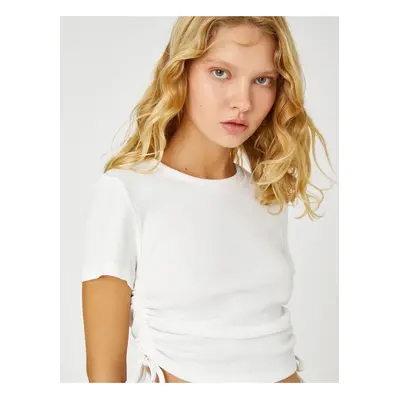 Koton Crop Pleated T-Shirt Short Sleeves