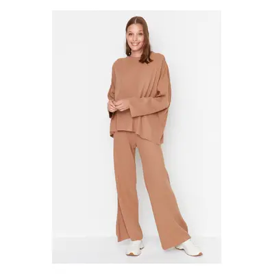 Trendyol Camel Basic Crew Neck Sweater Top-Upper Suit