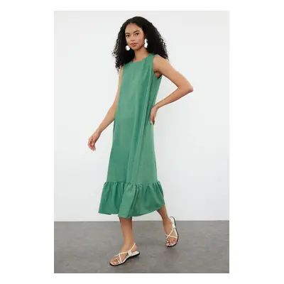 Trendyol Green Straight Cut Skirt Flounce Mini Woven Dress