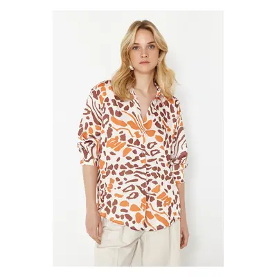 Trendyol Multicolored Patterned Satin Fabric Oversize Wide Fit Woven Shirt