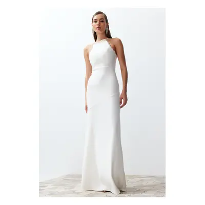 Trendyol Bridal White Shiny Stone Woven Long Wedding / Wedding Night Evening Dress