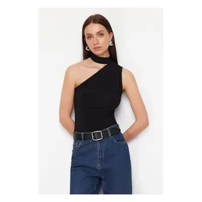 Trendyol Black Choker Neck Fitted/Slippery Knitted Blouse