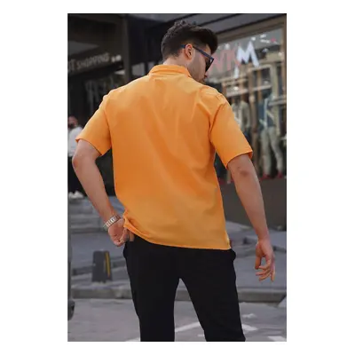 Madmext Mustard Basic Men's Short Sleeve Shirt