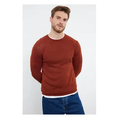 Trendyol Brick Slim Fit Crew Neck Raglan Sleeve Basic Knitwear Sweater