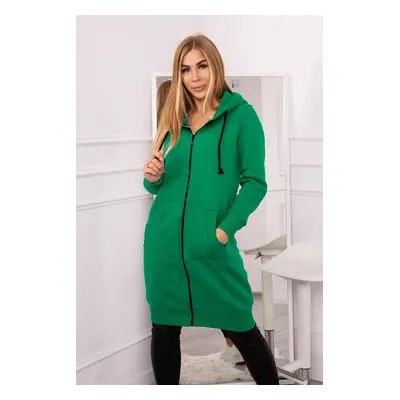 Long insulated hoodie with green color