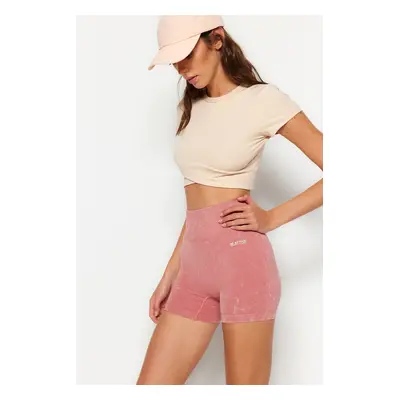 Trendyol Dusty Rose Seamless/Seamless Washed Knitted Sports Shorts/Short