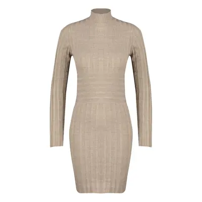 Trendyol Mink Mini Knitwear High Collar Dress