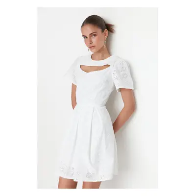 Trendyol Ecru Collar Detailed Embroidered Dress