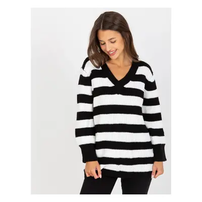 Black and white oversize sweater with wool RUE PARIS