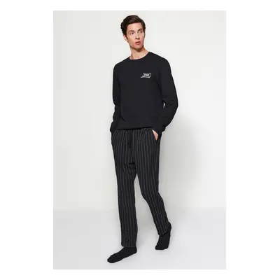 Trendyol Black Striped Knitted Pajama Bottoms