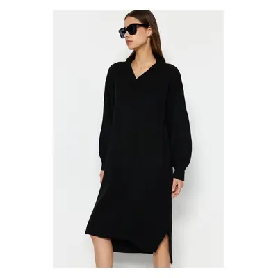 Trendyol Black Maxi Knit Wide Pattern Dress