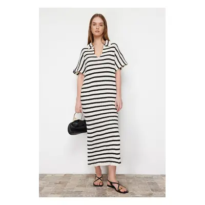 Trendyol Ecru Maxi Striped Knitwear Dress