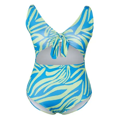 Trendyol Curve Blue-Green Tie Detailed Floral Patterned Swimsuit