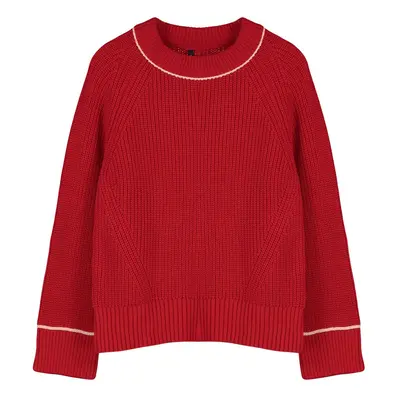 Trendyol Red Wide Fit Piping Detailed Knitwear Sweater