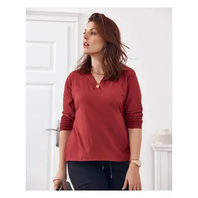 Classic burgundy blouse with V-neck