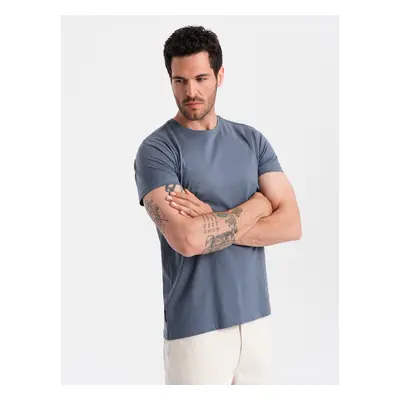 Ombre Men's classic cotton BASIC T-shirt - dark blue