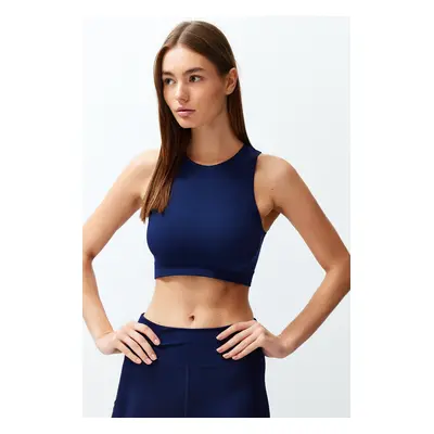 Trendyol Dark Navy Seamless/Seamless Ribbed and Lightly Supported/Shaping Sports Bra