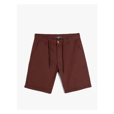 Koton Linen Blend Bermuda Shorts Drawstring Waist Pocket Detailed.