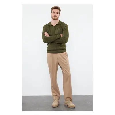 Trendyol Khaki Slim Polo Neck Plain Knitwear Sweater