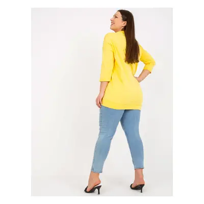 Yellow long blouse of larger size with pocket