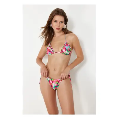 Trendyol Floral Patterned Laced Brazilian Bikini Bottom