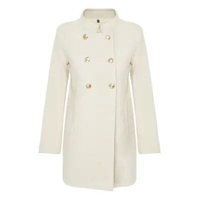 Trendyol Ecru Button Detailed Regular Woolen Midi Coat