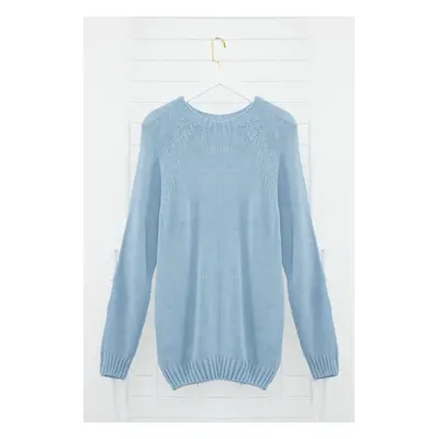 Trendyol Blue Slim Fit Crew Neck Raglan Sleeve Basic Knitwear Sweater