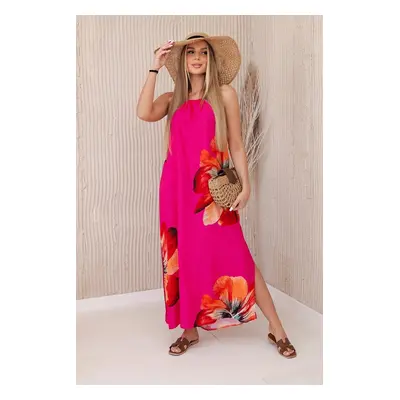 Women's Summer Viscose Dress - Fuchsia