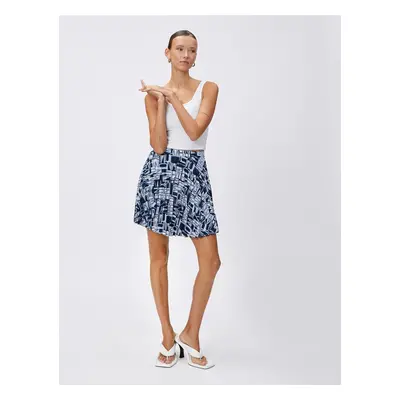 Koton Pleated Mini Skirt with Elastic Waist and Printed Letters