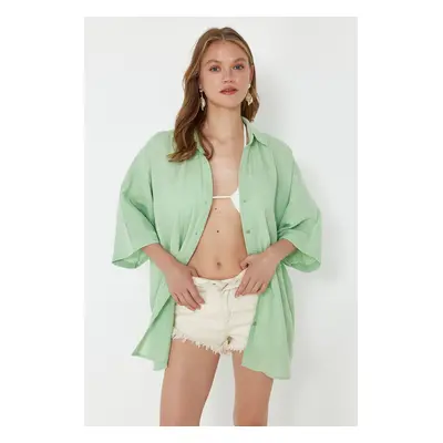 Trendyol Mint Woven Muslin Shirt