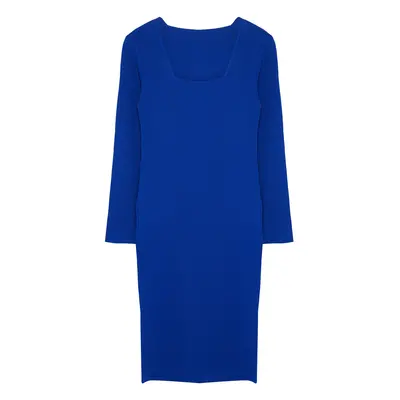 Trendyol Curve Saks Corduroy Knitwear Plus Size Dress