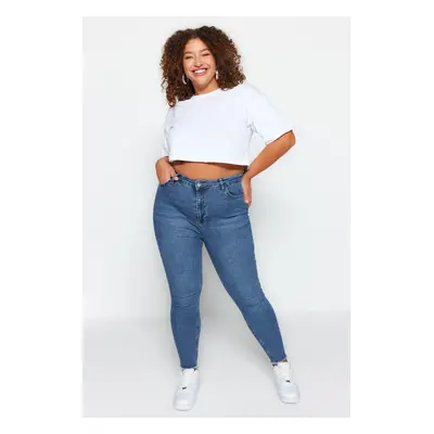 Trendyol Curve Blue Rise Waist Pocket Detailed Flexible Skinny Jeans