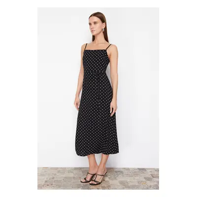 Trendyol Black Polka Dot A-line Midi Woven Dress