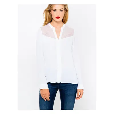 White Blouse with Translucent Detail CAMAIEU - Women