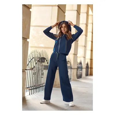 Women's sports set, dark blue sweatshirt and trousers