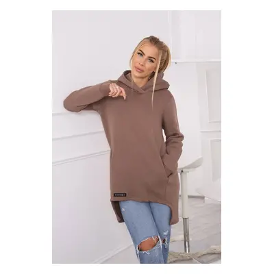 Insulated sweatshirt with longer back mocca